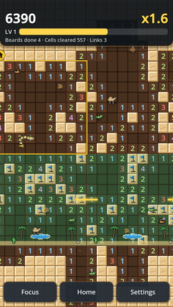 Warm sandstone Desert theme across the Minesweeper field.